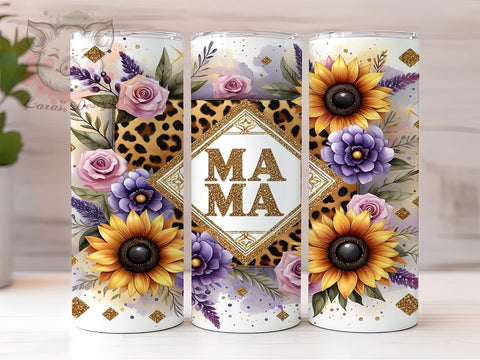 Sunflowers Mama Glitter 20oz Tumbler Png, Straight & Tapered Tumbler Png, Mother's Day Tumbler Png, Digital Download PNG Sublimation Lara' s Designs 