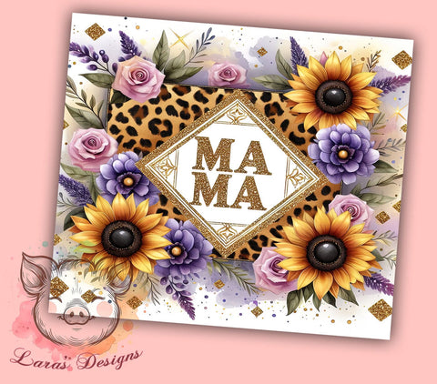 Sunflowers Mama Glitter 20oz Tumbler Png, Straight & Tapered Tumbler Png, Mother's Day Tumbler Png, Digital Download PNG Sublimation Lara' s Designs 