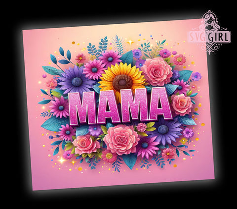 Sunflowers Mama Glitter 20oz Tumbler Wrap Sublimation Design, Straight Tapered Tumbler Wrap, Mother's Day Tumbler Png, Instant Digital Download Sublimation SvggirlplusArt 