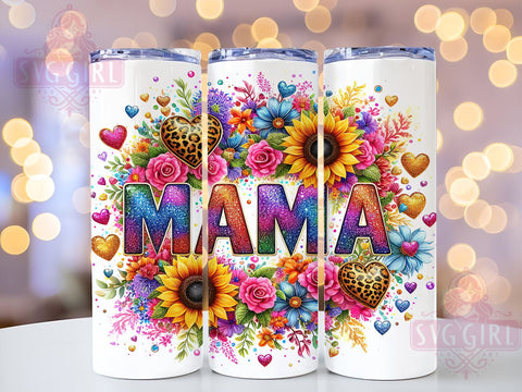 Sunflowers Mama Glitter 20oz Tumbler Wrap Sublimation Design, Straight Tapered Tumbler Wrap, Mothers Day Tumbler Png, Instant Digital Download Sublimation SvggirlplusArt 