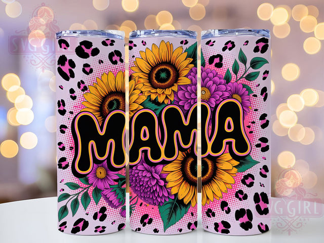 Sunflowers Mama Leopard 20oz Tumbler, Leopard Print Pattern, Sublimation Wrap, 20oz Tumbler Design, PNG Tumbler Wrap, Floral Theme, Mom Gift Sublimation SvggirlplusArt 
