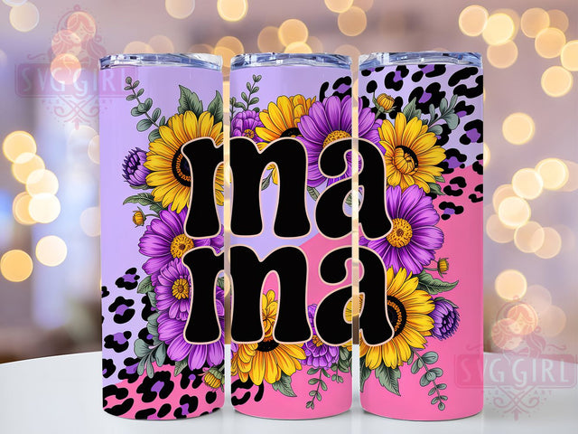 Sunflowers Mama Leopard 20oz Tumbler, Leopard Print Pattern, Sublimation Wrap, 20oz Tumbler Design, PNG Tumbler Wrap, Floral Theme, Mom Gift Sublimation SvggirlplusArt 