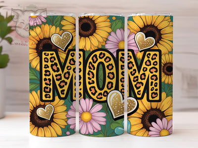 Sunflowers MOM Leopard 20oz Tumbler, Mom Tumbler Wrap, Sublimation Wrap, 20oz Tumbler Design, Mother’s Day Gift, PNG Tumbler Wrap, Mom Quote Sublimation Lara' s Designs 