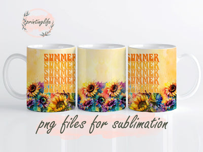 Sunflowers Mug Wrap Design, Instant Digital Design Download Mug Wrap Design, Mug Design PNG Sublimation PrintingLife 