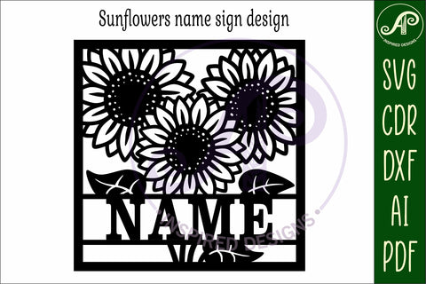 Sunflowers name wall art sign or card SVG APInspireddesigns 