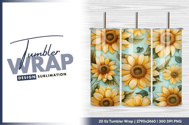 Sunflowers Pattern Background Tumbler Png Template Design Sublimation Regulrcrative 