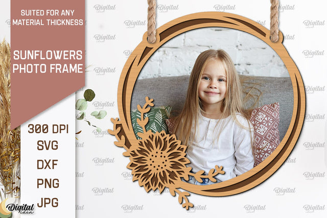 Sunflowers Photo Frame Laser Cut. Sunflowers SVG SVG Evgenyia Guschina 