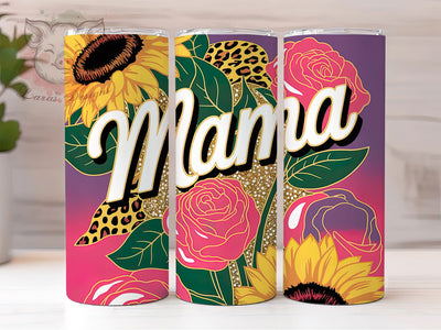 Sunflowers Pink Roses Mama 20oz Tumbler, Mama Tumbler Wrap, Floral Sublimation Wrap, 20oz Tumbler Design, Mother’s Day Gift, PNG Tumbler Wrap, Mom Quote Sublimation Lara' s Designs 