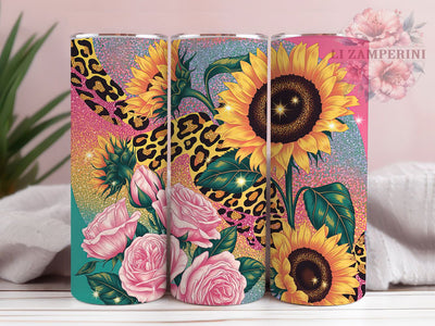 Sunflowers Roses Leopard 20oz Tumbler, Glitter Floral Tumbler, Sublimation Wrap, 20oz Tumbler Design, Mother’s Day Gift, PNG Tumbler Wrap, Mom Quote Sublimation Li Zamperini 