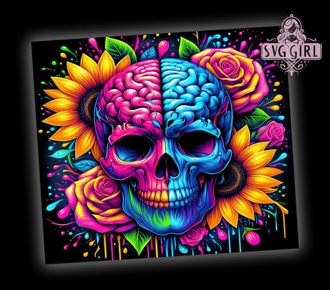 Sunflowers Skulls 20oz Tumbler Wrap Sublimation Design, Straight Tapered Tumbler Wrap, Spooky Tumbler Png, Instant Digital Download Sublimation SvggirlplusArt 