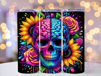 Sunflowers Skulls 20oz Tumbler Wrap Sublimation Design, Straight Tapered Tumbler Wrap, Spooky Tumbler Png, Instant Digital Download Sublimation SvggirlplusArt 