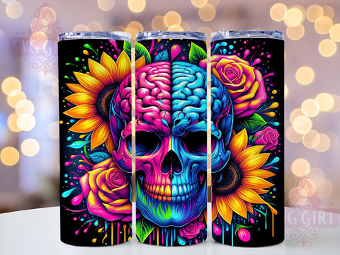 Sunflowers Skulls 20oz Tumbler Wrap Sublimation Design, Straight Tapered Tumbler Wrap, Spooky Tumbler Png, Instant Digital Download Sublimation SvggirlplusArt 