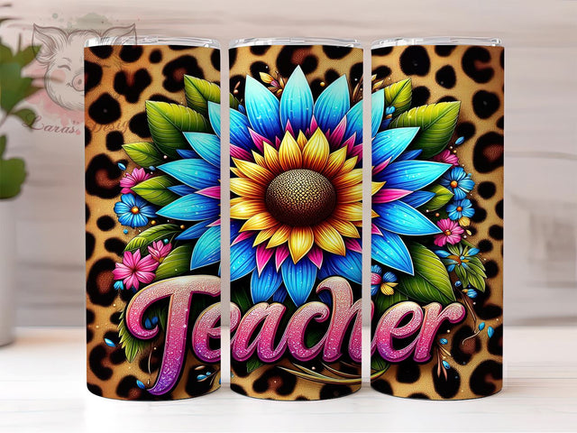 Sunflowers Teacher 20 oz Skinny Tumbler Sublimation Design, Straight & Tapered Tumbler Png, Floral Teacher Appreciation Tumbler Png, Digital Download PNG Sublimation Lara' s Designs 
