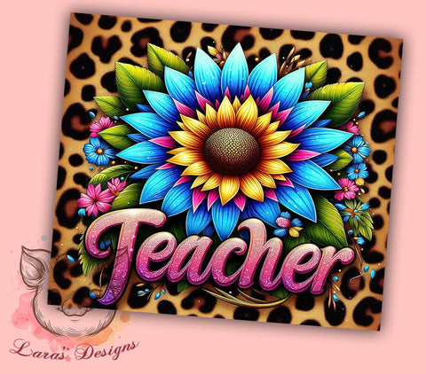 Sunflowers Teacher 20 oz Skinny Tumbler Sublimation Design, Straight & Tapered Tumbler Png, Floral Teacher Appreciation Tumbler Png, Digital Download PNG Sublimation Lara' s Designs 