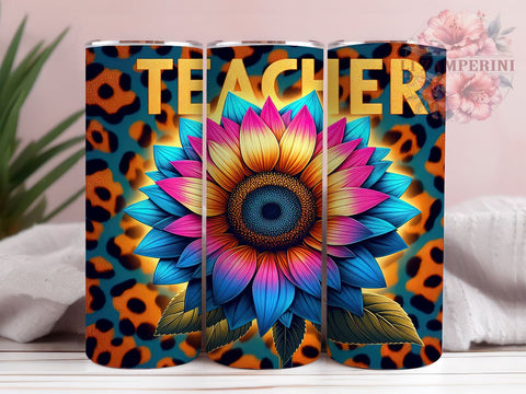 Sunflowers Teacher 20 oz Skinny Tumbler Sublimation Design, Straight & Tapered Tumbler Png, Floral Teacher Appreciation Tumbler Png, Digital Download PNG Sublimation Li Zamperini 
