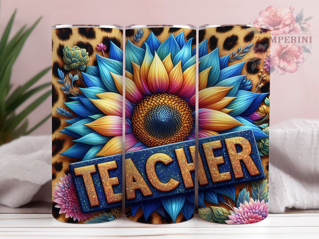 Sunflowers Teacher 20 oz Skinny Tumbler Sublimation Design, Straight & Tapered Tumbler Png, Floral Teacher Appreciation Tumbler Png, Digital Download PNG Sublimation Li Zamperini 