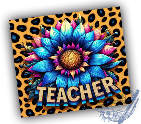 Sunflowers Teacher 20oz Skinny Tumbler PNG, Teacher Life Tumbler Sublimation Wrap, Straight & Tapered Tumbler Wrap, Instant Digital Download Sublimation ToriDesigns 