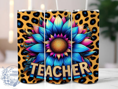 Sunflowers Teacher 20oz Skinny Tumbler PNG, Teacher Life Tumbler Sublimation Wrap, Straight & Tapered Tumbler Wrap, Instant Digital Download Sublimation ToriDesigns 