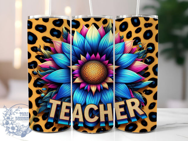Sunflowers Teacher 20oz Skinny Tumbler PNG, Teacher Life Tumbler Sublimation Wrap, Straight & Tapered Tumbler Wrap, Instant Digital Download Sublimation ToriDesigns 