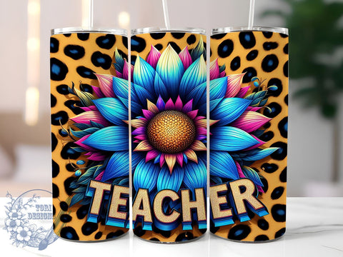 Sunflowers Teacher 20oz Skinny Tumbler PNG, Teacher Life Tumbler Sublimation Wrap, Straight & Tapered Tumbler Wrap, Instant Digital Download Sublimation ToriDesigns 