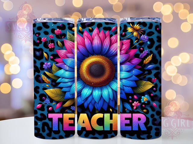 Sunflowers Teacher 20oz Tumbler Wrap Sublimation Design, Straight Tapered Tumbler Wrap, Teacher Life Tumbler Png, Instant Digital Download Sublimation SvggirlplusArt 