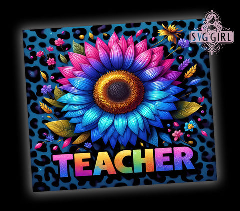 Sunflowers Teacher 20oz Tumbler Wrap Sublimation Design, Straight Tapered Tumbler Wrap, Teacher Life Tumbler Png, Instant Digital Download Sublimation SvggirlplusArt 