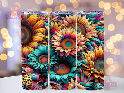 Sunflowers Tie Die Leopard 20oz Tumbler Wrap Sublimation Design, Straight Tapered Tumbler Wrap, Sunflowers Tumbler Png, Instant Digital Download Sublimation SvggirlplusArt 