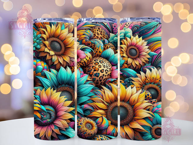 Sunflowers Tie Die Leopard 20oz Tumbler Wrap Sublimation Design, Straight Tapered Tumbler Wrap, Sunflowers Tumbler Png, Instant Digital Download Sublimation SvggirlplusArt 