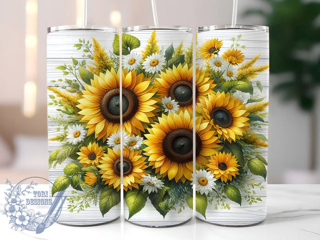 Sunflowers Tumbler Design, Tumbler Wrap, Sublimation Design, 20oz Skinny Tumbler Wrap, Tumbler Template, Digital Download Sublimation ToriDesigns 