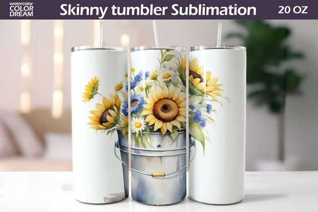 Sunflowers Tumbler Wrap Sublimation WatercolorColorDream 