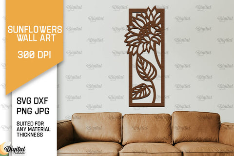 Sunflowers Wall Art Laser Cut Bundle. Flowers Wall Decor SVG SVG Evgenyia Guschina 