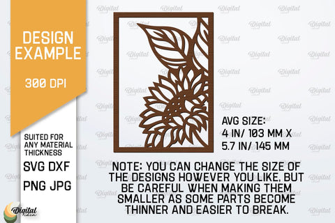 Sunflowers Wall Art Laser Cut Bundle. Flowers Wall Decor SVG SVG Evgenyia Guschina 