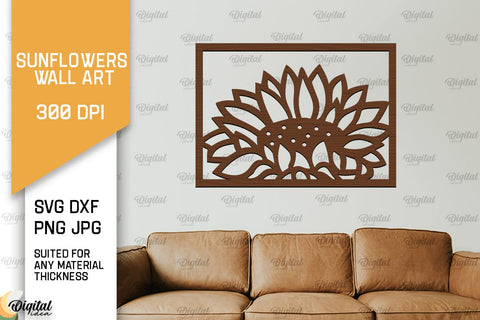 Sunflowers Wall Art Laser Cut Bundle. Flowers Wall Decor SVG SVG Evgenyia Guschina 