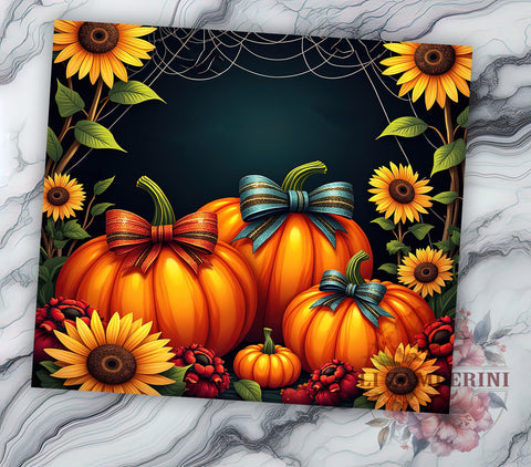 Sunflowers With Pumpkins 20oz Tumbler Wrap PNG, Fall Pumpkins Sunflower Tumbler PNG Sublimation Design, Straight & Tapered Tumbler Wrap, Instant Digital Download Sublimation Li Zamperini 