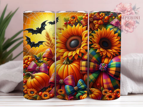 Sunflowers With Pumpkins 20oz Tumbler Wrap PNG, Fall Pumpkins Sunflower Tumbler PNG Sublimation Design, Straight & Tapered Tumbler Wrap, Instant Digital Download Sublimation Li Zamperini 