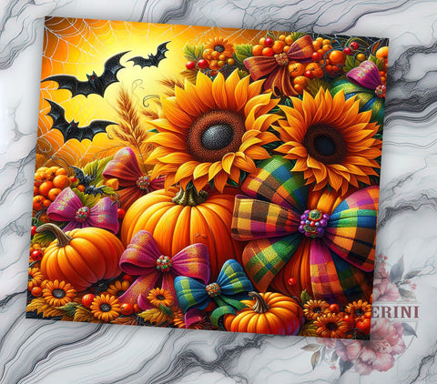 Sunflowers With Pumpkins 20oz Tumbler Wrap PNG, Fall Pumpkins Sunflower Tumbler PNG Sublimation Design, Straight & Tapered Tumbler Wrap, Instant Digital Download Sublimation Li Zamperini 