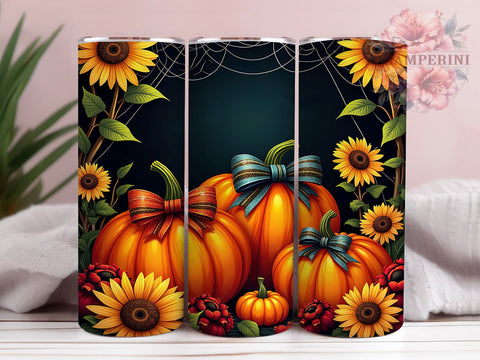 Sunflowers With Pumpkins 20oz Tumbler Wrap PNG, Fall Pumpkins Sunflower Tumbler PNG Sublimation Design, Straight & Tapered Tumbler Wrap, Instant Digital Download Sublimation Li Zamperini 
