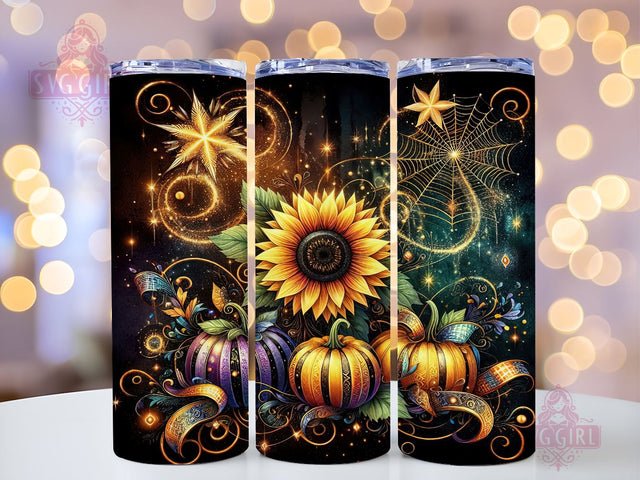 Sunflowers With Pumpkins 20oz Tumbler Wrap Sublimation Design, Straight Tapered Tumbler Wrap, Fall Tumbler Png, Instant Digital Download Sublimation SvggirlplusArt 