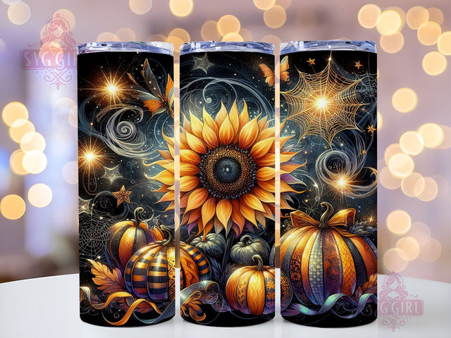 Sunflowers With Pumpkins 20oz Tumbler Wrap Sublimation Design, Straight Tapered Tumbler Wrap, Fall Tumbler Png, Instant Digital Download Sublimation SvggirlplusArt 