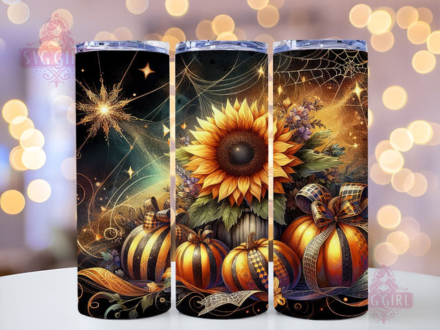 Sunflowers With Pumpkins 20oz Tumbler Wrap Sublimation Design, Straight Tapered Tumbler Wrap, Fall Tumbler Png, Instant Digital Download Sublimation SvggirlplusArt 