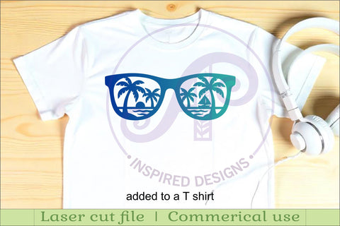 Sunglasses beach scene laser cut wall sign SVG APInspireddesigns 