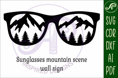 Sunglasses mountains scene laser cut wall sign SVG APInspireddesigns 