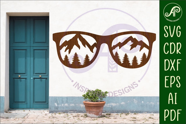 Sunglasses mountains scene laser cut wall sign SVG APInspireddesigns 