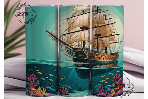 Sunken Ship 20oz Tumbler Wrap Sublimation sassyprint 