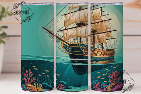 Sunken Ship 20oz Tumbler Wrap Sublimation sassyprint 