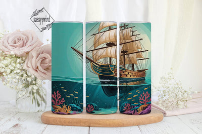 Sunken Ship 20oz Tumbler Wrap Sublimation sassyprint 