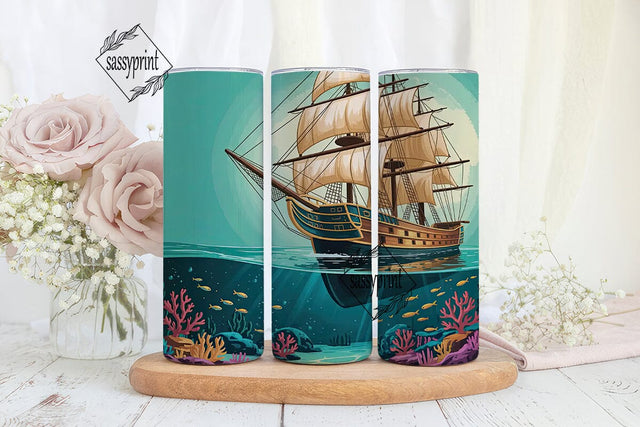 Sunken Ship 20oz Tumbler Wrap Sublimation sassyprint 