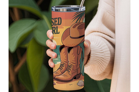 Sunkissed Cowgirl 20oz Tumbler Wrap Sublimation DesignSVG 