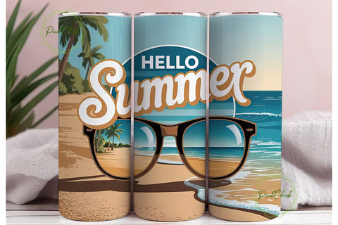 Sunny Beach Vibes 20oz Tumbler Sublimation PixelChick 