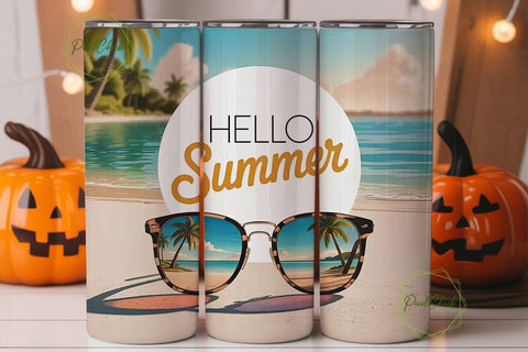 Sunny Beach Vibes 20oz Tumbler Sublimation PixelChick 